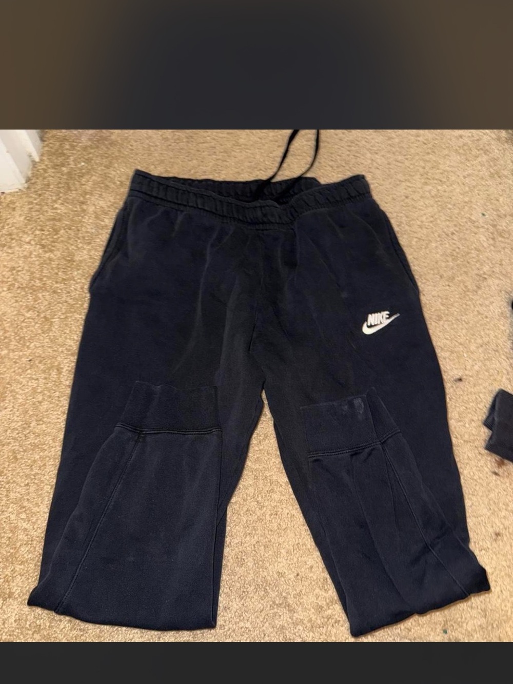 Nike Mens Black Fleece Joggers with White Swoosh